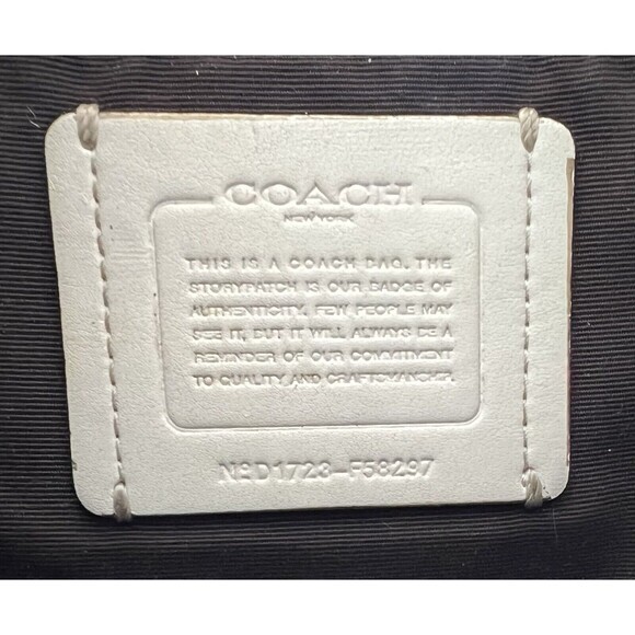 COACH  F58297 File Shoulder Crossbody Bag Khaki PVC  with Cream Leather trim - Picture 5 of 10